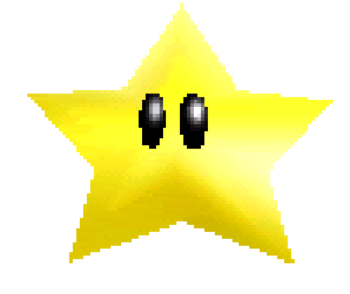 a rendered gif of a power star from super mario 64, spinning in place repeatedly.